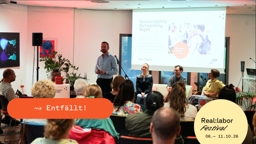Foto einer Sustainability Networking Night mit dem Hinweis "Entfällt"